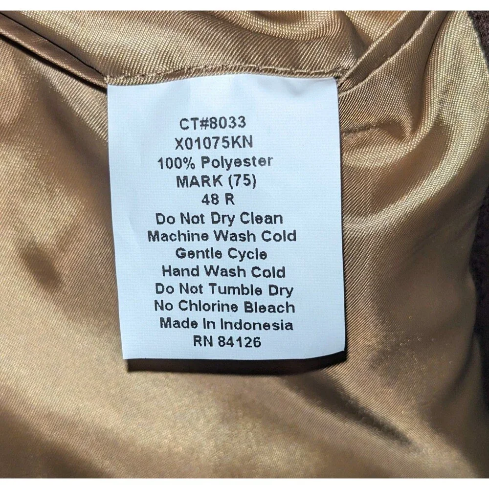 Emanuel Ungaro Men's 48R Brown Leather Look Sport Coat Blazer 2 Button Polyester